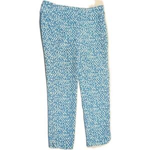 Soft Surroundings Stretch Curved Hem Fitted Pants Women Multi-Blue Shades White
